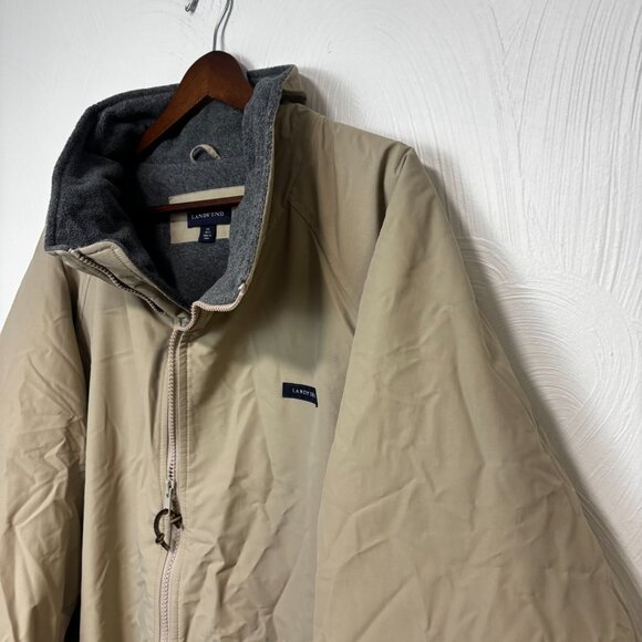 Lands End Winter Coat Beige Full Zip Grandpa Outdoor Long Sleeve Casual Mens XXL - Picture 2 of 6